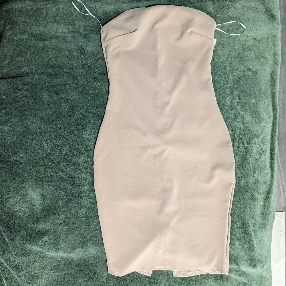 Strapless Cream Bodycon Dress